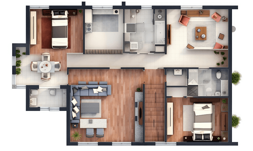 2D Color Floor Plan Visualization
